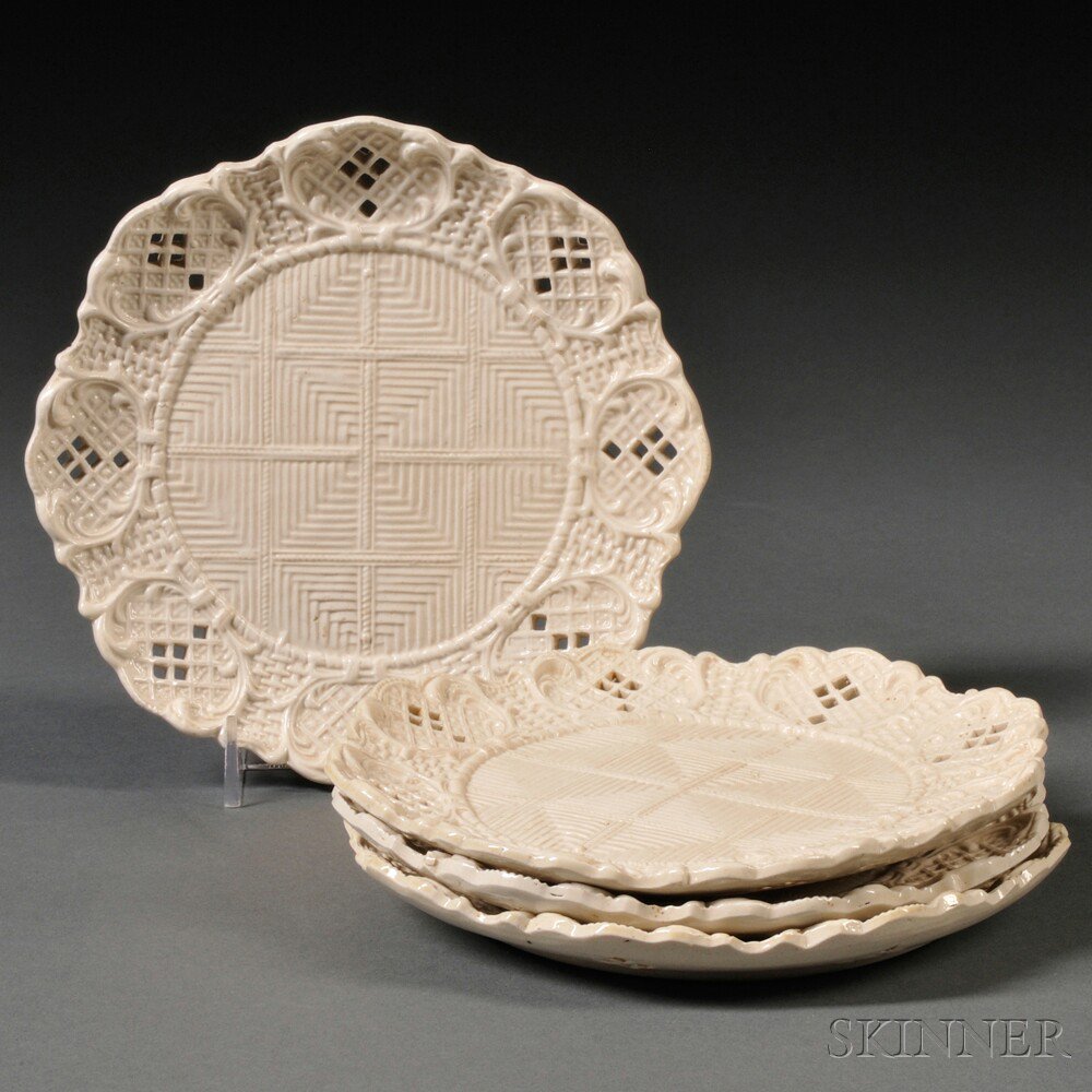 Appraisal: Four Staffordshire Salt-glazed Stoneware Dishes England mid- th century each