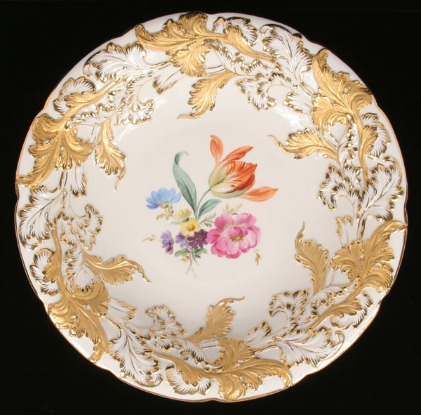 Appraisal: Meissen hand painted Dresden flowers porcelain bowl with gilt detail