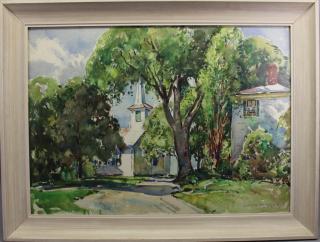 Appraisal: William Stevens William Stevens Massachusetts - Town Church watercolor Sight