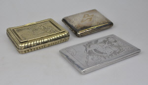 Appraisal: A Russian plated cigarette case to w two other cigarette