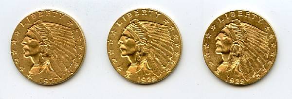 Appraisal: Indian Head Quarter Eagles Together with original envelope of purchase