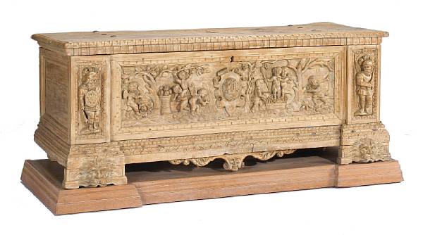 Appraisal: An Italian Baroque bleached walnut cassone first half th century