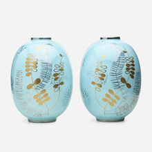 Appraisal: Primavera VASES PAIR France c glazed earthenware h dia in