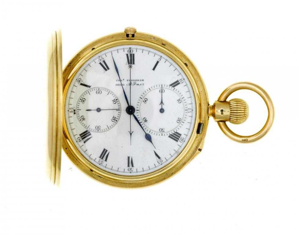 Appraisal: A ENGLISH CT GOLD KEYLESS LEVER CHRONOGRAPH CHAS FRODSHAM AD