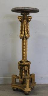 Appraisal: th Century Finely Carved Giltwood and Marbleto Pedestal From a