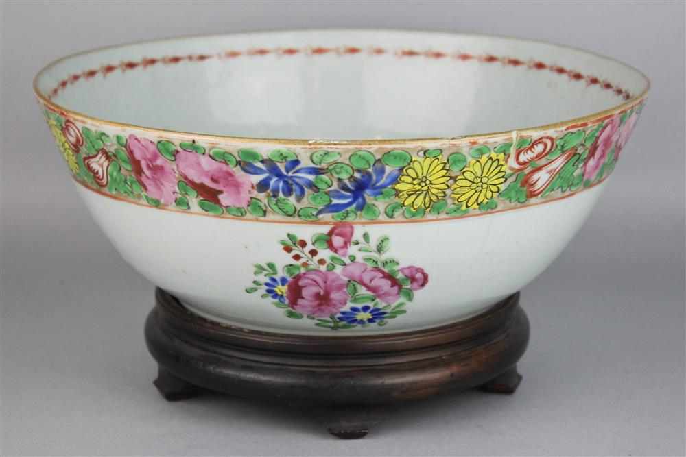 Appraisal: CHINESE EXPORT FAMILLE ROSE PUNCH BOWL SECOND HALF OF TH