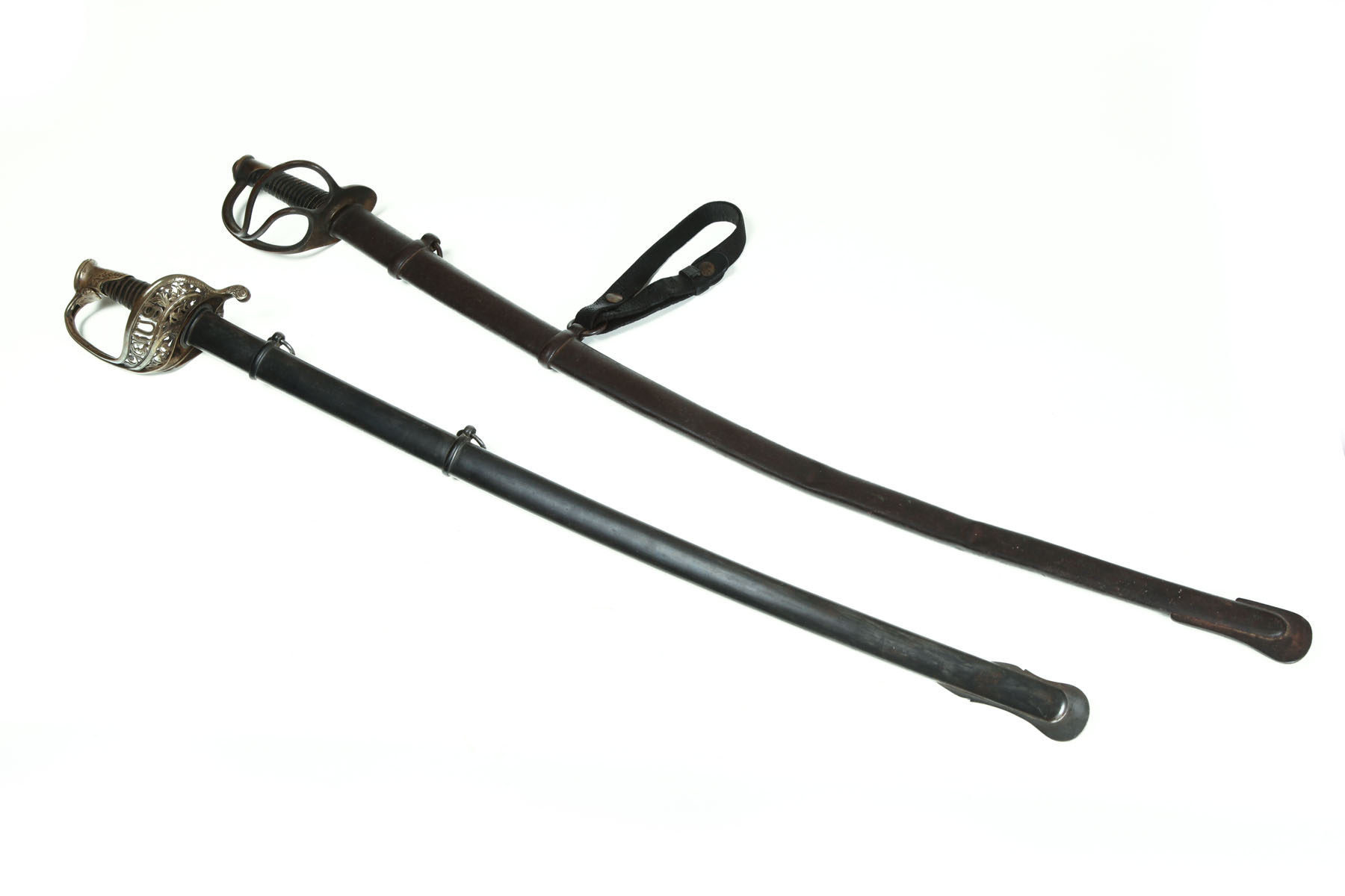 Appraisal: TWO SWORDS WITH SCABBARDS American nd half- th century Light