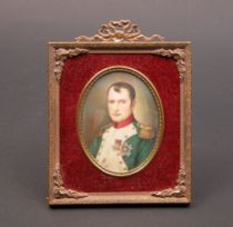 Appraisal: Hand-Painted Portrait of Napoleon on Ivory ca th Century Hand-painted