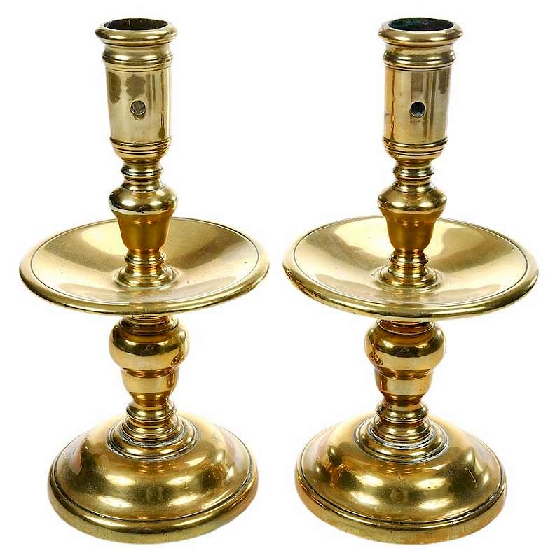 Appraisal: Fine Pair Heemskirk Brass Candlesticks Dutch or German th Century