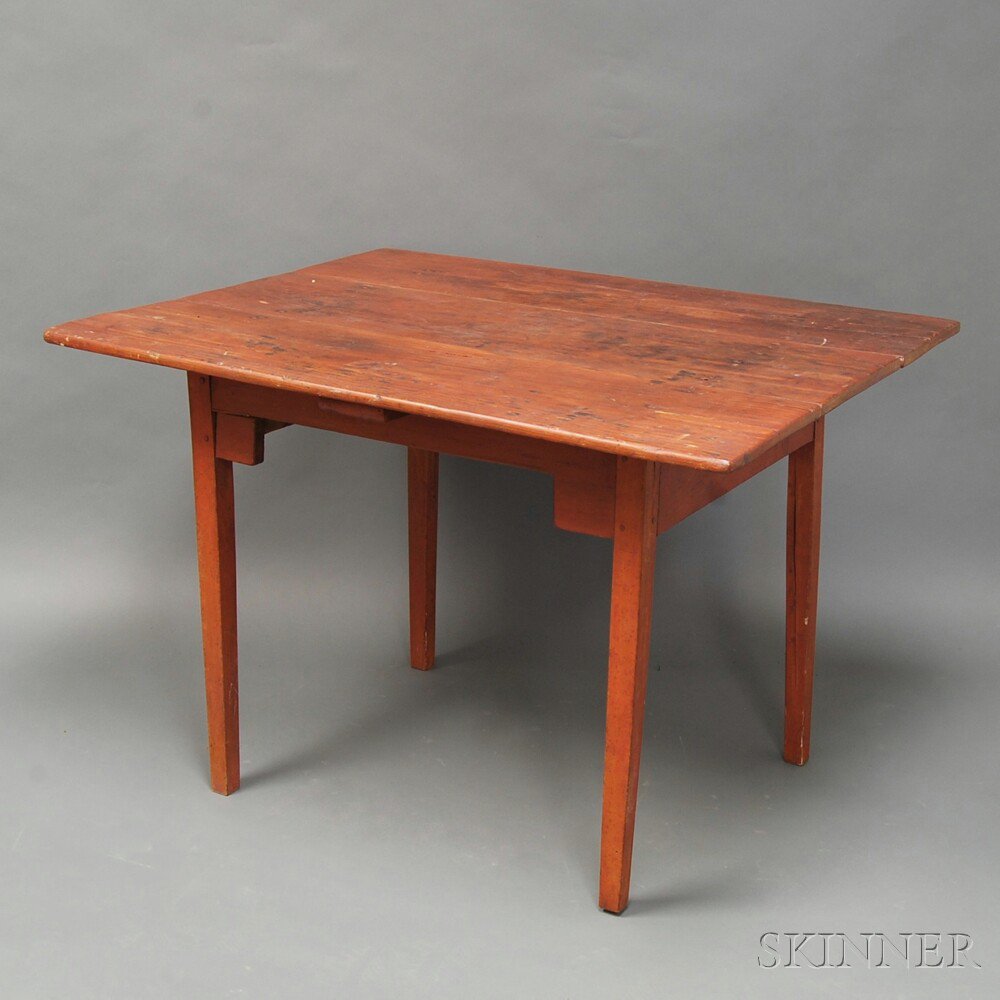 Appraisal: Red-painted Pine Tavern Table th century ht wd dp in