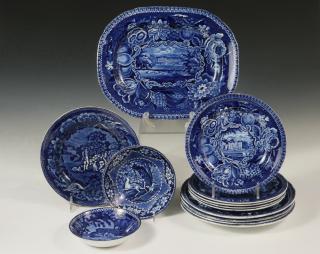 Appraisal: PCS DARK BLUE STAFFORDSHIRE TRANSFERWARE Collection of Pieces of Early