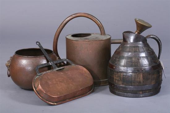 Appraisal: THREE PIECES FRENCH COPPERWARE Including a pan th century large