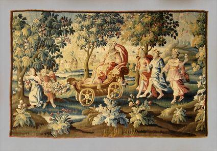 Appraisal: AUBUSSON MYTHOLOGICAL TAPESTRY Worked with Diana in a golden chariot