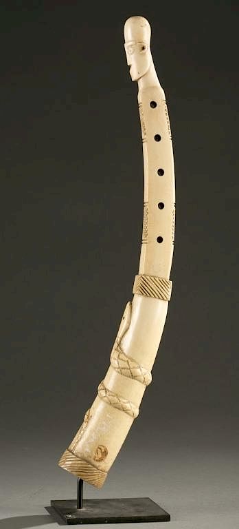 Appraisal: Mangbetu harp fragment th th c An ivory harp fragment