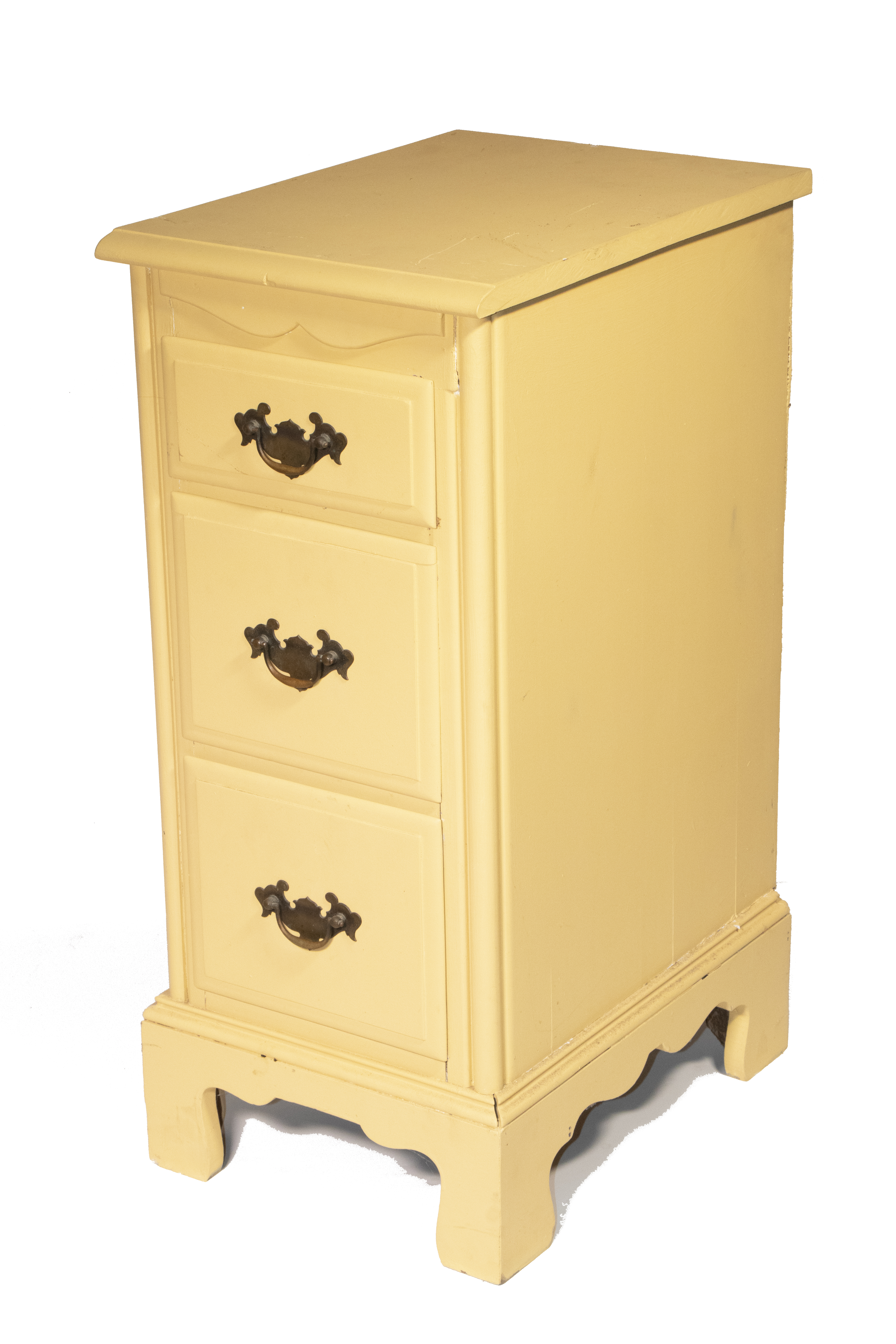 Appraisal: PAINTED THREE-DRAWER END TABLE Contemporary Gold Painted Hardwood Low Chest