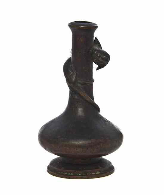 Appraisal: A Chinese Bronze Vase of bottle form with a chilong