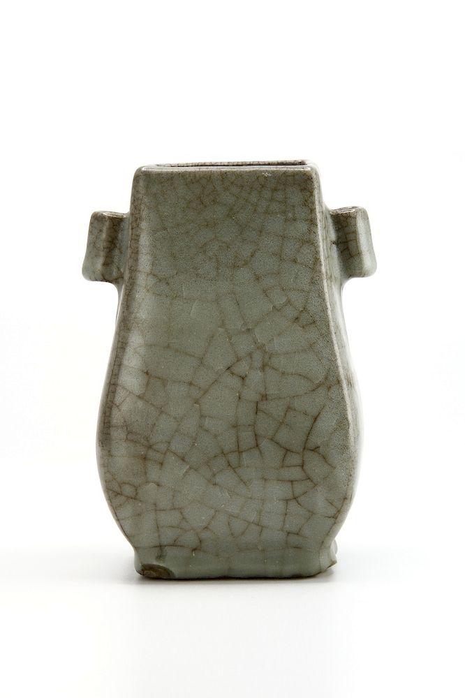 Appraisal: Guan Type Vase Of archaic bronze form the pear-shaped body