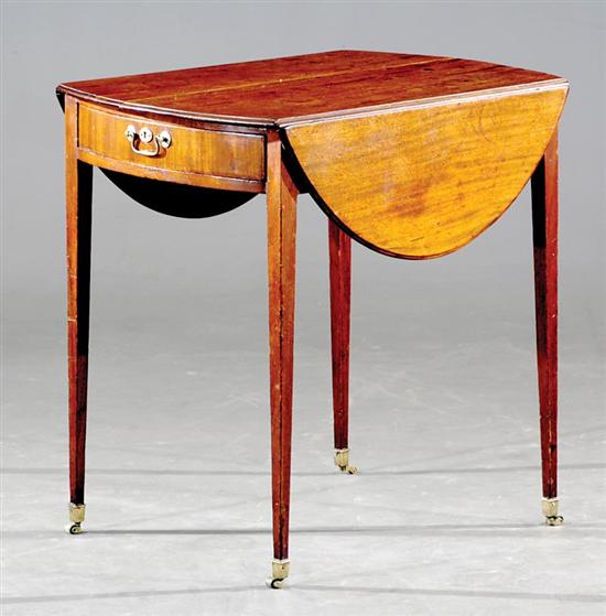 Appraisal: Regency mahogany oval Pembroke table circa shaped top with drop