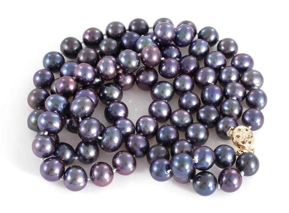 Appraisal: Black pearl double-strand necklace - mm pearls with K gold