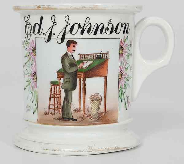 Appraisal: Accountant's Occupational Shaving Mug porcelain with polychrome painted scene of