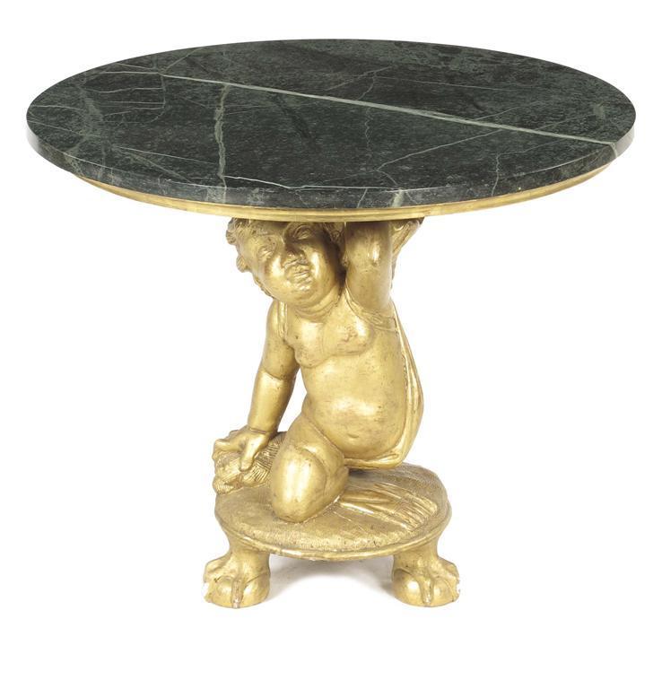 Appraisal: A marble and carved giltwood low centre table