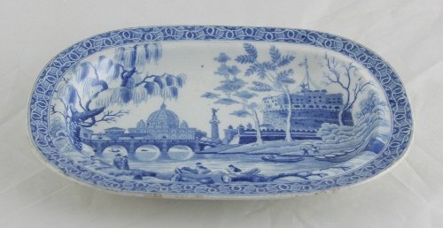 Appraisal: A Spode blue and white oval sauce tureen stand transfer