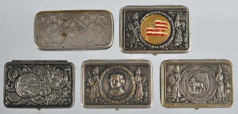 Appraisal: Lot of Match Safes Description Includes one with an Indian