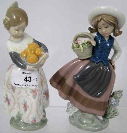 Appraisal: Lladro figure Girl with Basket of Flowers and Girl with