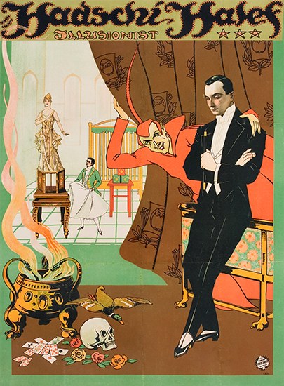 Appraisal: POSTER German stock poster showing a magician with a red