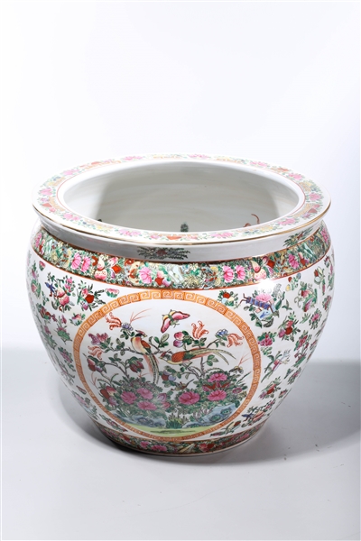 Appraisal: Chinese enameled porcelain fish bowl with fish to interior flowers