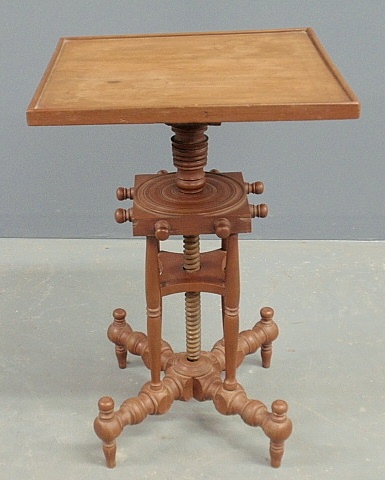 Appraisal: - Unusual country maple adjustable end table th c with