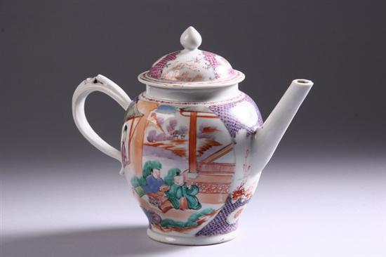 Appraisal: CHINESE MANDARIN PALETTE PORCELAIN TEAPOT th century Depicting domestic scene