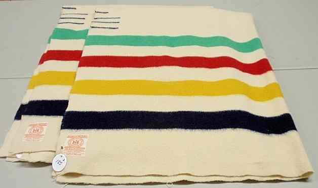 Appraisal: Two Hudson Bay Co wool blankets points in the classic