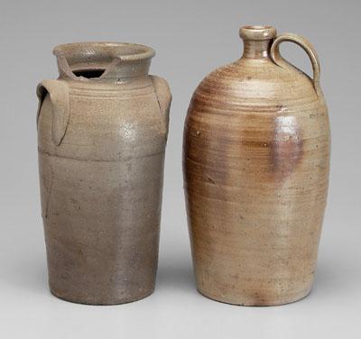 Appraisal: Two pieces North Carolina stoneware both salt glazed ovoid jug