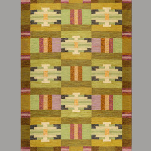 Appraisal: Ingegerd Silow - Flatweave RugSweden c hand-woven wool with woven