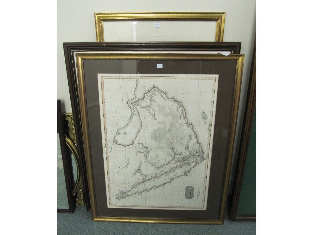 Appraisal: Framed print of a Victorian engraving and two print maps