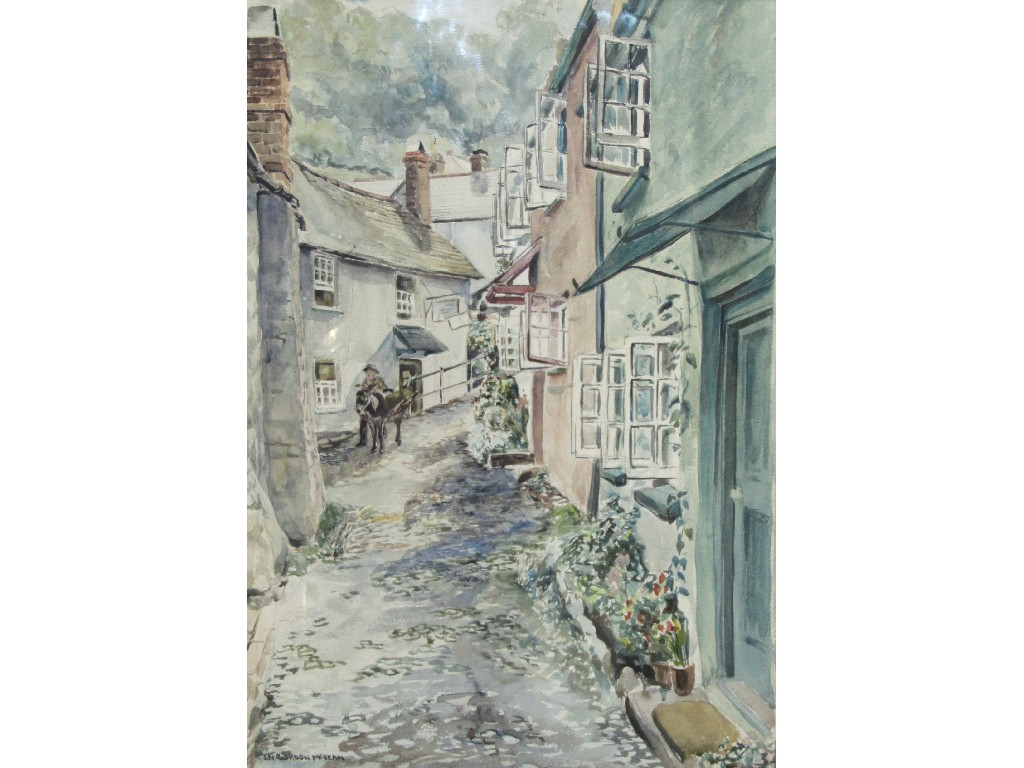 Appraisal: J N GORDON McVEAN Watercolour village street scene signed