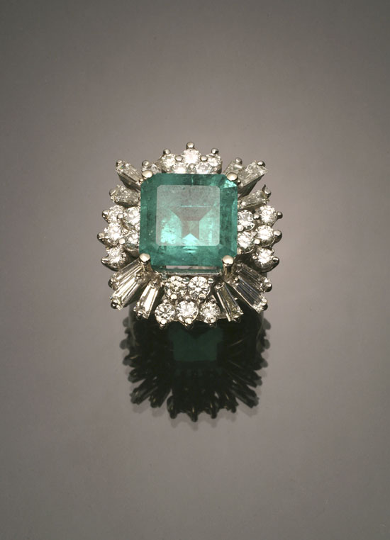 Appraisal: Platinum Emerald and Diamond Cocktail Ring Set with one square