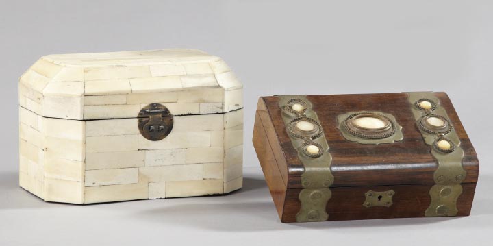 Appraisal: Group of Two Boxes consisting of an Anglo-Indian pieced bone-veneered