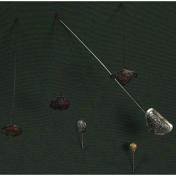 Appraisal: Heintz hat pins attribution six sterling on bronze assorted applied