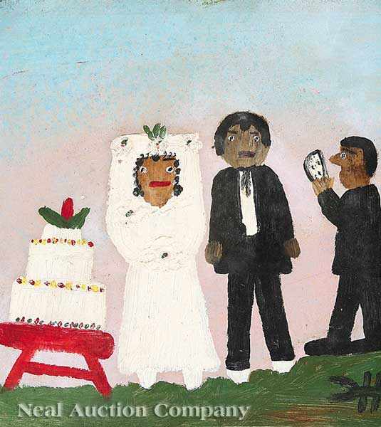 Appraisal: Clementine Hunter American Louisiana - The Wedding oil on canvas