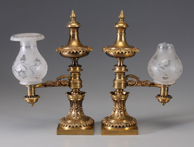 Appraisal: Pair Classical Argand Lamps American or British th century well-cast