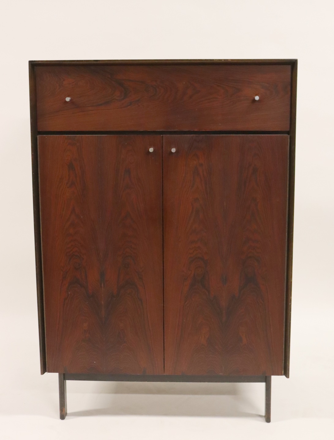 Appraisal: MIDCENTURY ROSEWOOD DRAWER OVER DOOR Cabinet Apparently unsigned From a