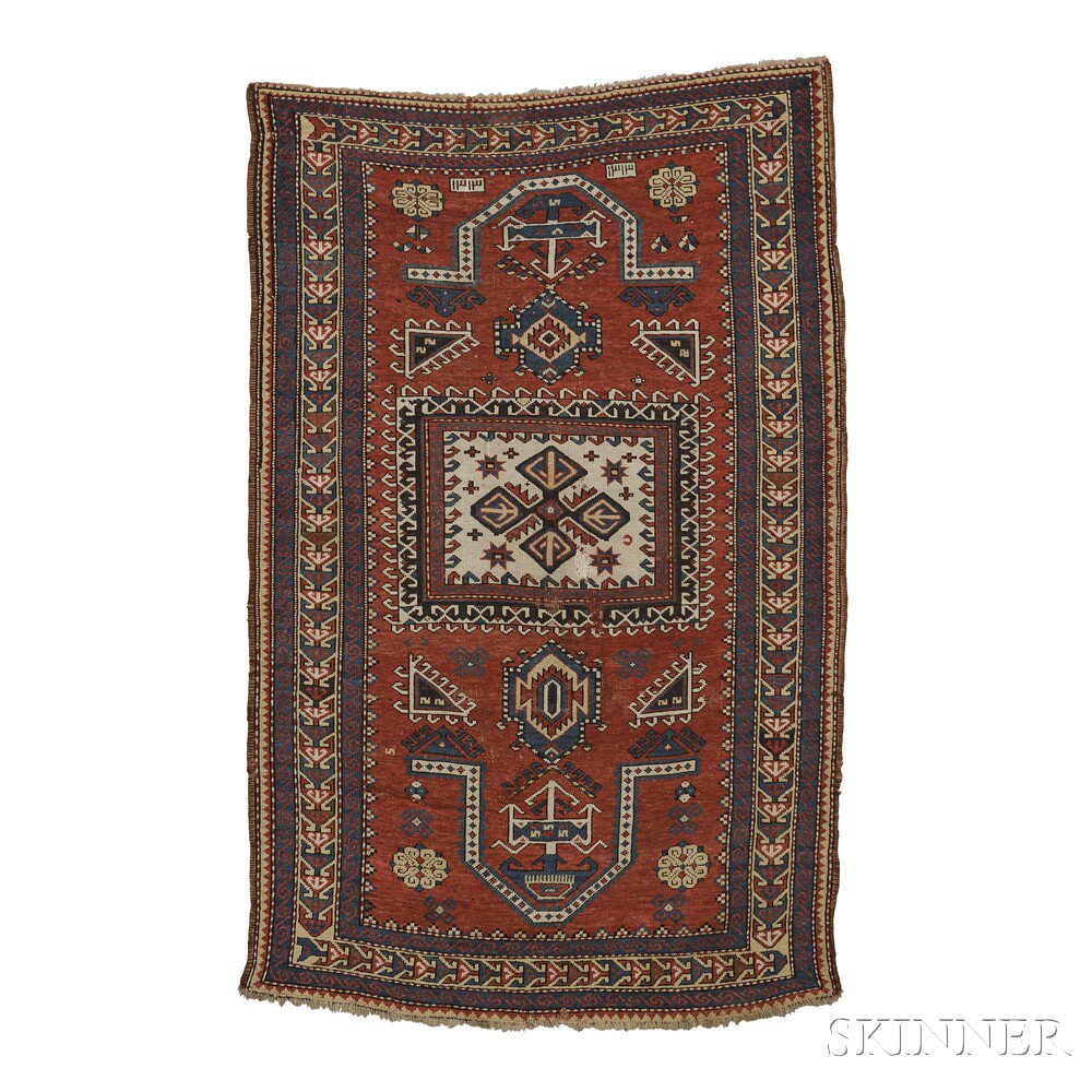 Appraisal: Kazak Prayer Rug Southwest Caucasus dated the red field a