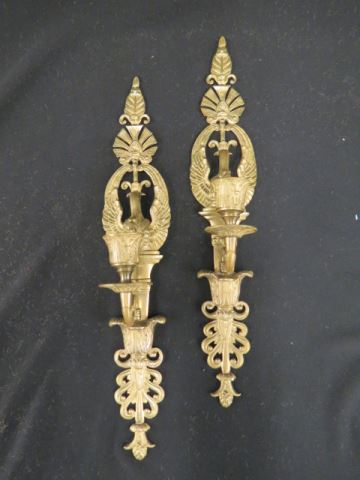 Appraisal: Pair of Bronzed Wall Sconces French style with swan