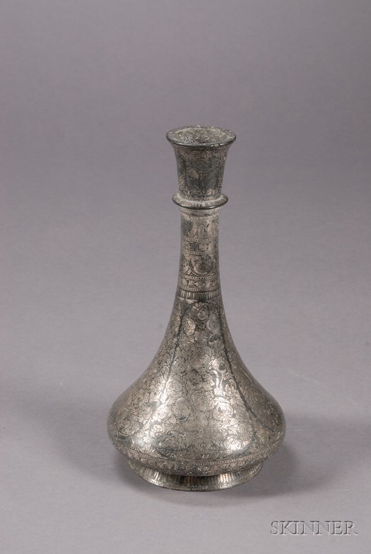 Appraisal: Bidri Ware Bottle India th century floral designs ht in