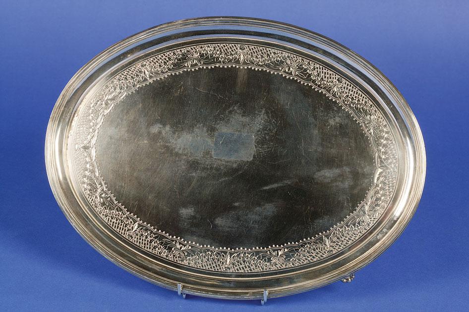 Appraisal: A GEORGE III SALVER of oval form with a raised