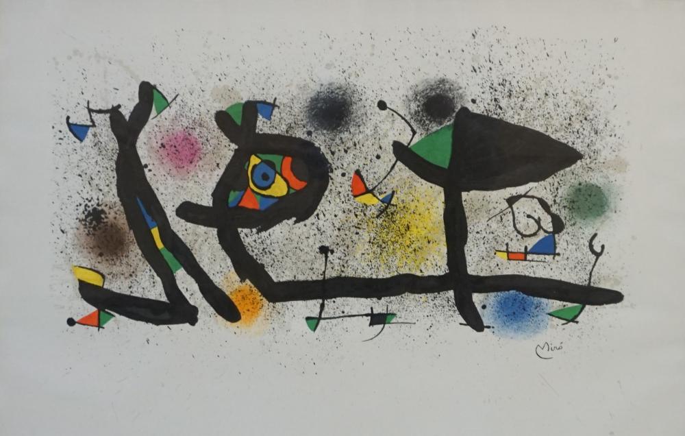 Appraisal: AFTER MIRO ABSTRACT SHAPES COLOR LITHOGRAPH FRAME X IN X