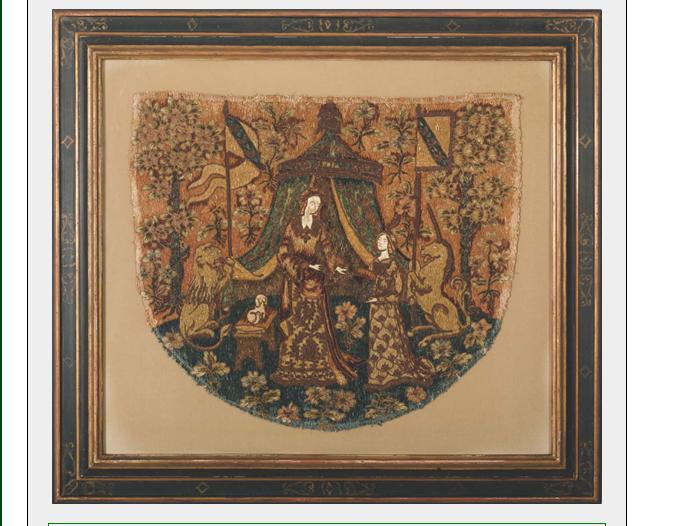 Appraisal: OVAL SILK NEEDLEWORK OF UNA AND THE LION FROM SPENCER'S