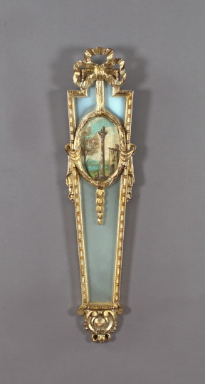 Appraisal: Italian Carved Silvered and Parcel-Gilt Wooden Looking Glass second quarter